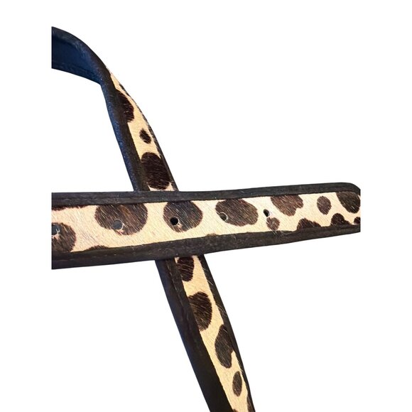 Anne Klein For Calderon Leopard Print Haircalf Leather Belt - Picture 3 of 4